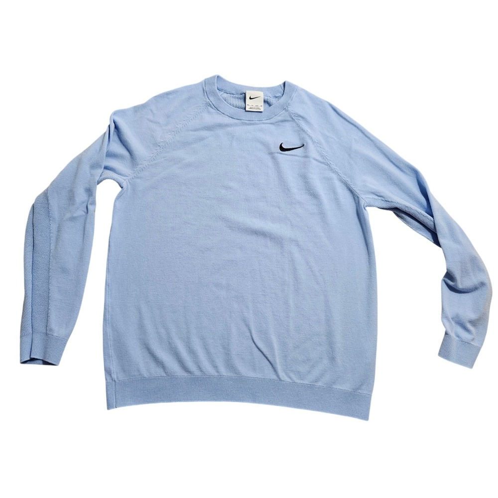 Nike Tech Knit Crewneck Sweater XS Light Blue DR5338-422 Mesh Accents